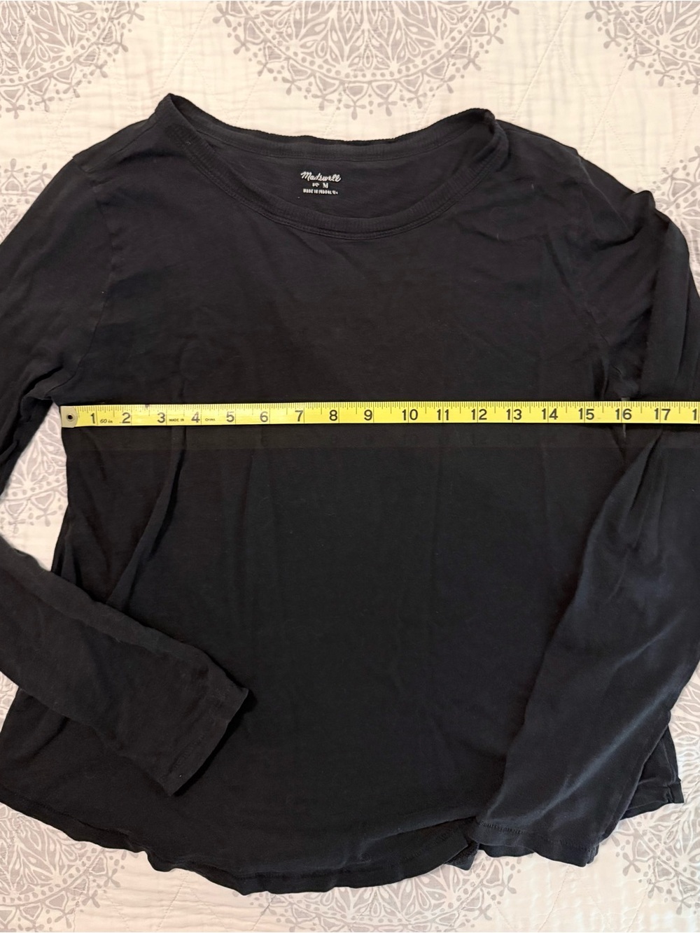 Madewell Black Cotton Crewneck Long Sleeve Top